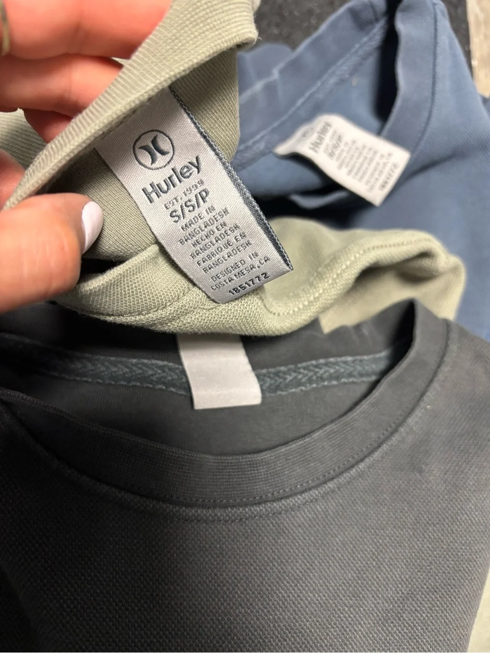 Bundle of 3 Hurley Men's Crewneck Sweaters — Olive, Charcoal & Blue